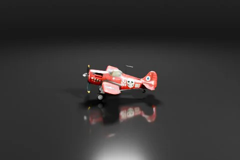 Red toy airplane on a black background 3D model preview