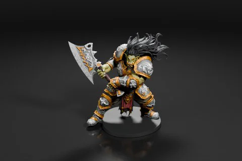 Miniature figurine of a warrior 3D model preview