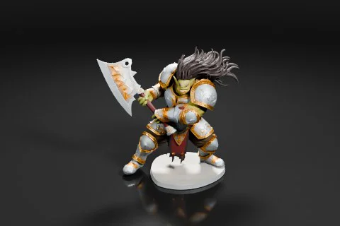 Miniature figurine of a warrior 3D model preview