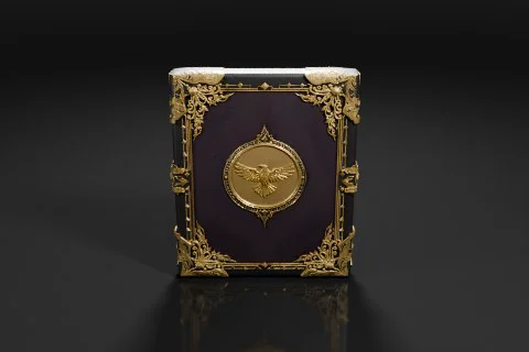 Rectangular box with a gold-colored frame 3D model preview