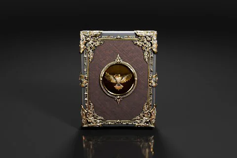 Photograph of a rectangular frame with an ornate design 3D model preview