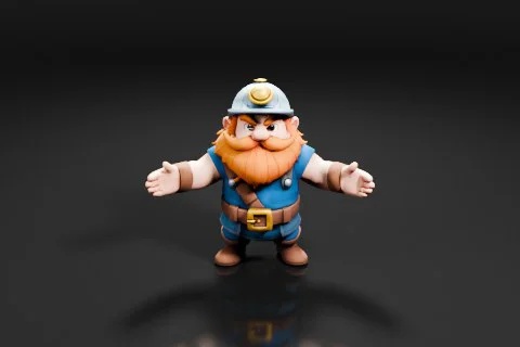 Cartoon character with a long beard and mustache 3D model preview