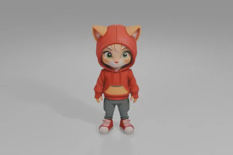 Small figurine of a cat 3D model preview