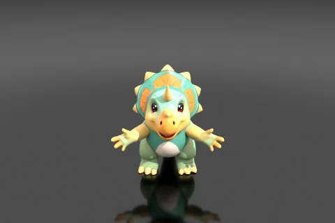 Friendly cartoon-style triceratops mascot for a children's science app 3D model preview