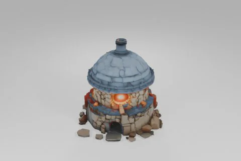 Small dome-shaped structure with a blue dome on top 3D model preview