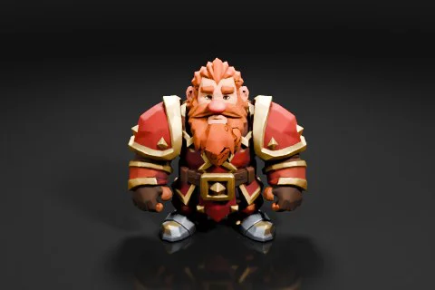 Cartoon character with a red beard and mustache 3D model preview