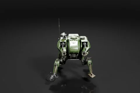 Robot-like creature with a green body and legs 3D model preview
