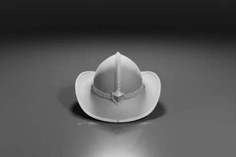 Black and white photograph of a white helmet 3D model preview