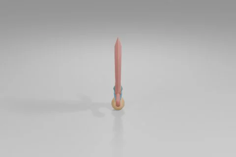 Pink sword with a wooden handle 3D model preview