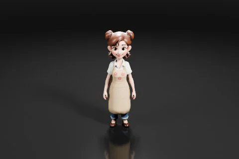 Small figurine of a girl 3D model preview