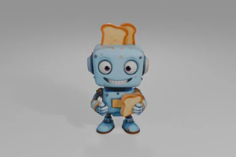 Cartoon robot with a big smile on its face 3D model preview