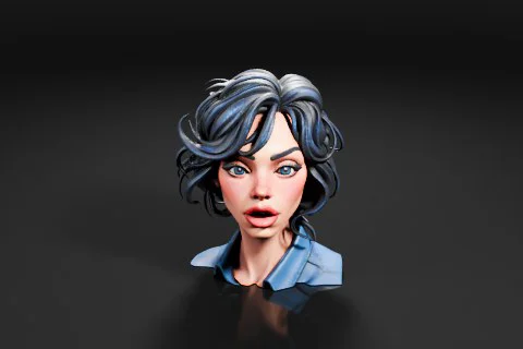Woman's head 3D model preview