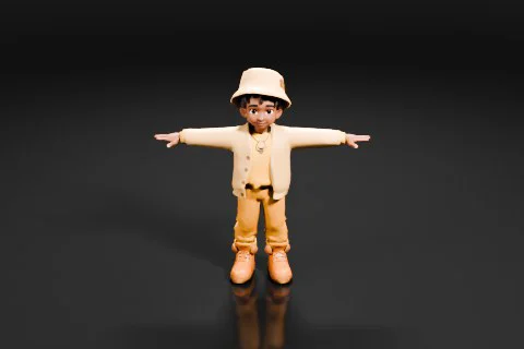 Toy figure of a young boy 3D model preview