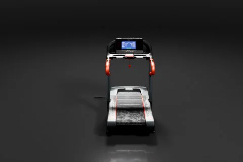 Modern treadmill with a black and red color scheme 3D model preview