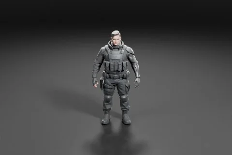 Man in a futuristic-looking outfit 3D model preview