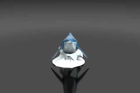 Low-poly stylized whale breaching with faceted geometric water splash frozen 3D model preview