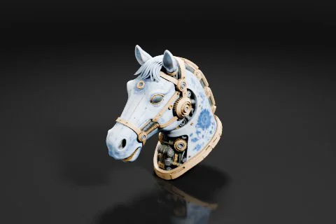 Horse head sculpture 3D model preview