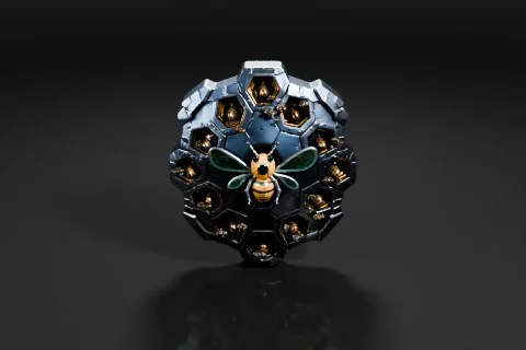 Spherical object with a black background 3D model preview