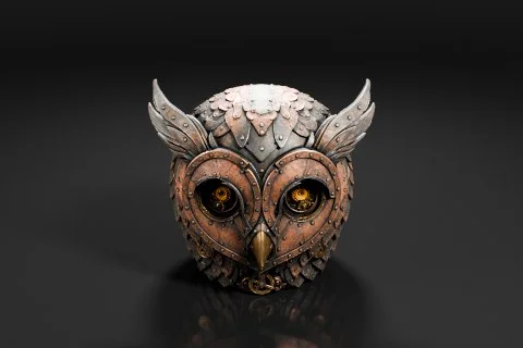Sculpture of an owl's head 3D model preview