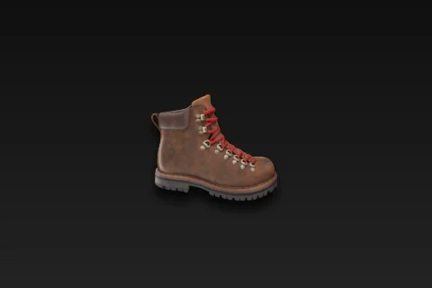 Brown leather boot with red laces 3D model preview