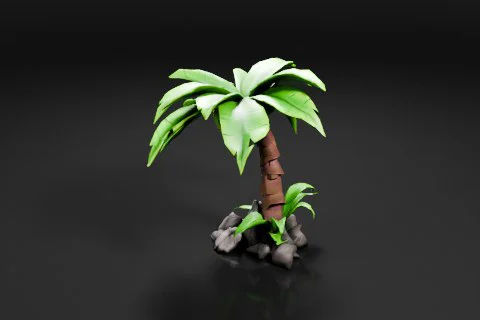 Small palm tree on a black background 3D model preview