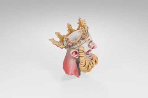 Sculpture of a man's head with a crown on top of his head 3D model preview