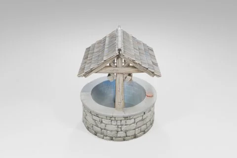 Small wooden structure with a sloping roof made of gray shingles 3D model preview