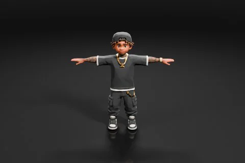 Young boy standing with his arms stretched out in front of him 3D model preview