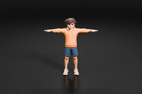 Young man standing with his arms stretched out in front of him 3D model preview
