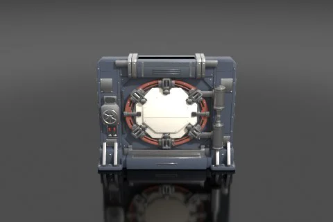Scifi metal door with details 3D model preview