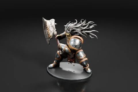 Miniature figurine of a warrior 3D model preview