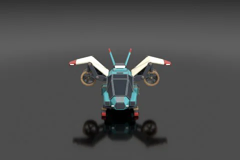 Metal toy spacecraft, game ready, all parts can be animated and joints are 3D model preview