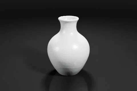 Black and white photograph of a small vase 3D model preview