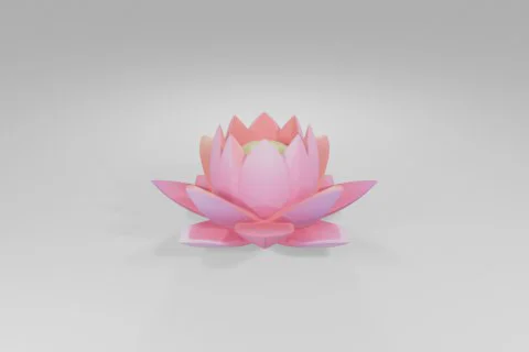 Pink lotus flower 3D model preview