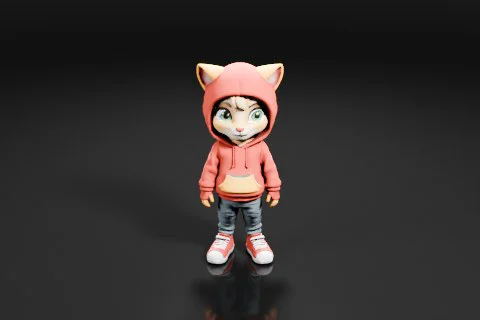 Small figurine of a cat 3D model preview