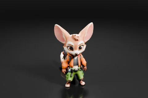 Small figurine of a fox 3D model preview