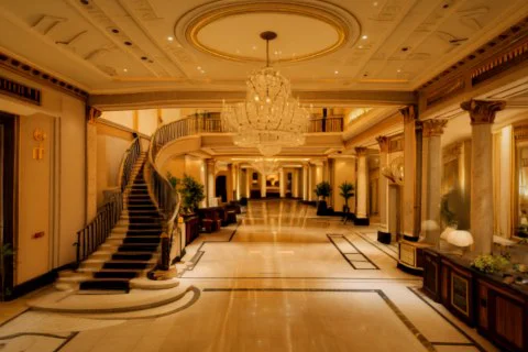 Interior of a luxurious hotel lobby 3D model preview