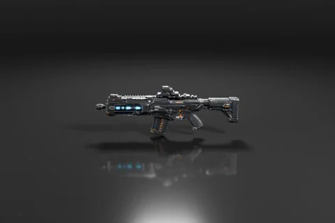 Futuristic assault rifle 3D model preview