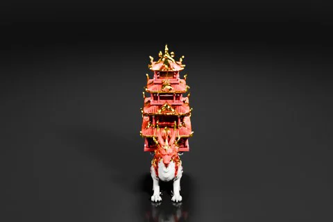 Photograph of a miniature model of a Chinese temple 3D model preview