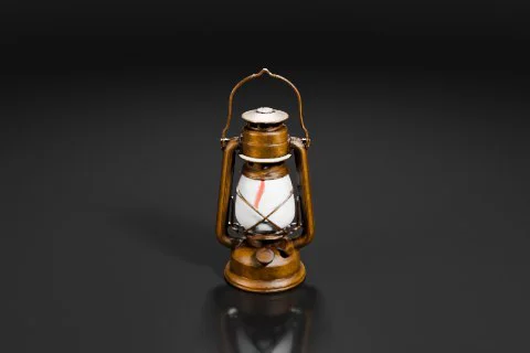 Old-fashioned oil lamp 3D model preview
