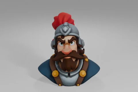 Cartoon character with a beard and mustache 3D model preview