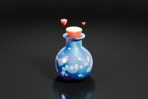 Small glass bottle with a cork stopper 3D model preview