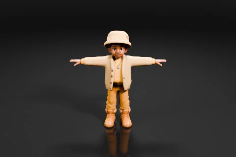 Toy figure of a young boy 3D model preview