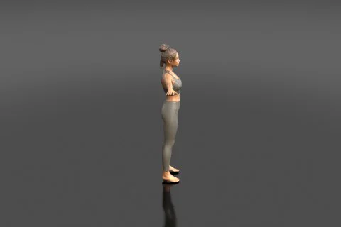 Woman standing in a side profile 3D model preview
