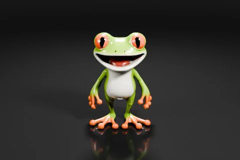 Green tree frog with big, round eyes and a big smile on its face 3D model preview