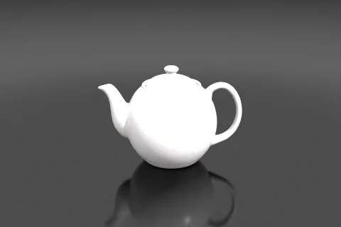 White teapot on a black background 3D model preview