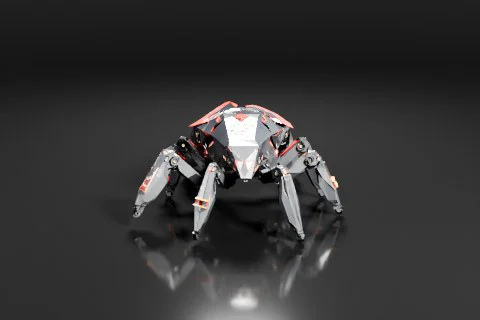 Robot-like creature with a black background 3D model preview