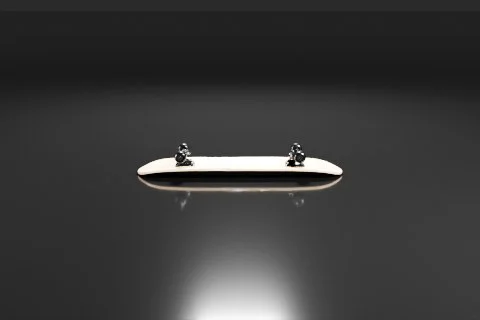 Black and white photograph of a skateboard 3D model preview