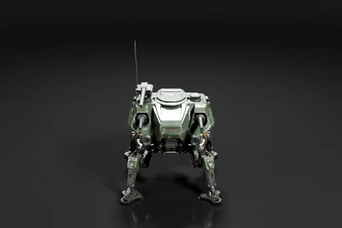 Robot-like creature with a metallic green color 3D model preview