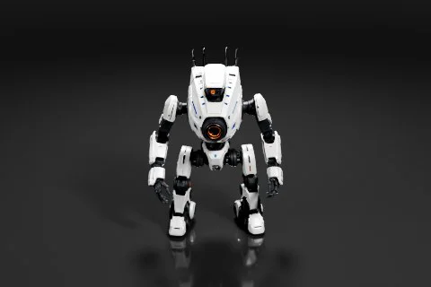 White robot with orange eyes 3D model preview